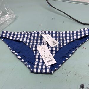 Seafolly women’s size 8 blue checkered bikini bottoms - new